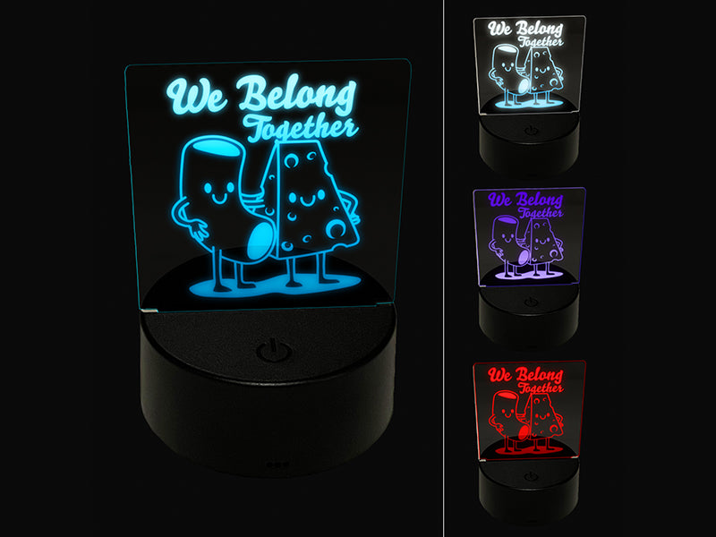 Macaroni and Cheese We Belong Together Best Friends 3D Illusion LED Night Light Sign Nightstand Desk Lamp