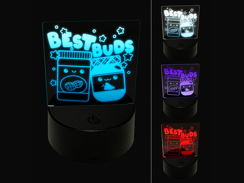 Peanut Butter and Jelly Best Buds Friends 3D Illusion LED Night Light Sign Nightstand Desk Lamp