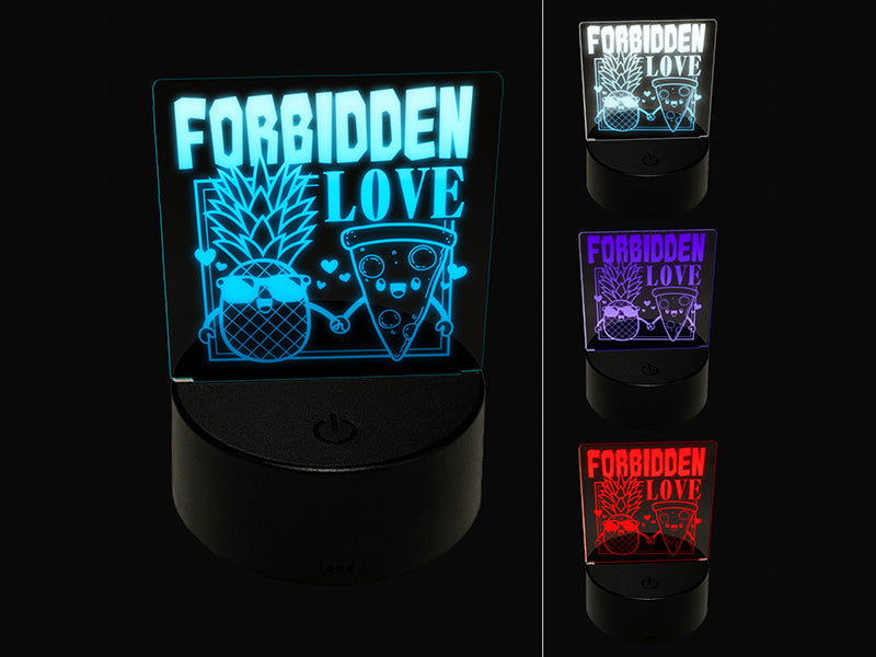 Pineapple and Pizza Forbidden Love Friends 3D Illusion LED Night Light Sign Nightstand Desk Lamp