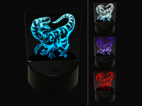 Striped Snarling Velociraptor 3D Illusion LED Night Light Sign Nightstand Desk Lamp