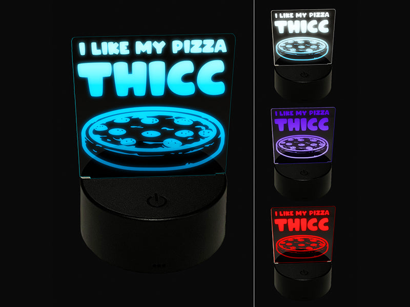 Thicc Thick Chicago Deep Dish Pizza 3D Illusion LED Night Light Sign Nightstand Desk Lamp