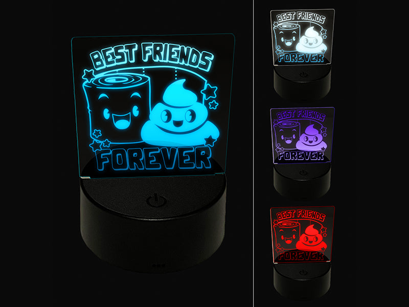 Toilet Paper and Poop Best Friends Forever Friendship Love 3D Illusion LED Night Light Sign Nightstand Desk Lamp