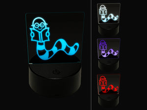 Book Worm Reading 3D Illusion LED Night Light Sign Nightstand Desk Lamp