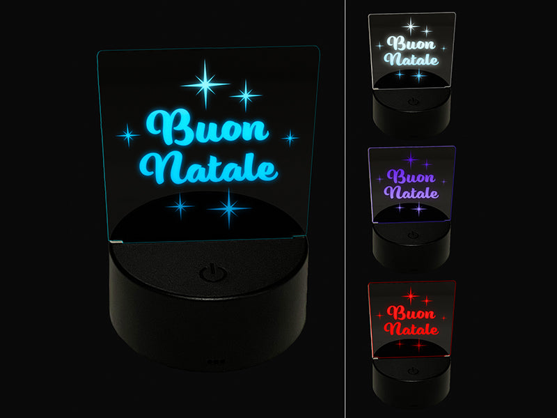 Buon Natale Merry Christmas Italian Starburst 3D Illusion LED Night Light Sign Nightstand Desk Lamp