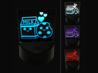 Cute Milk and Cookies Best Friends Love 3D Illusion LED Night Light Sign Nightstand Desk Lamp