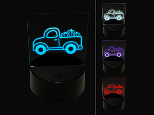 Cute Truck with Pumpkins Fall Harvest 3D Illusion LED Night Light Sign Nightstand Desk Lamp