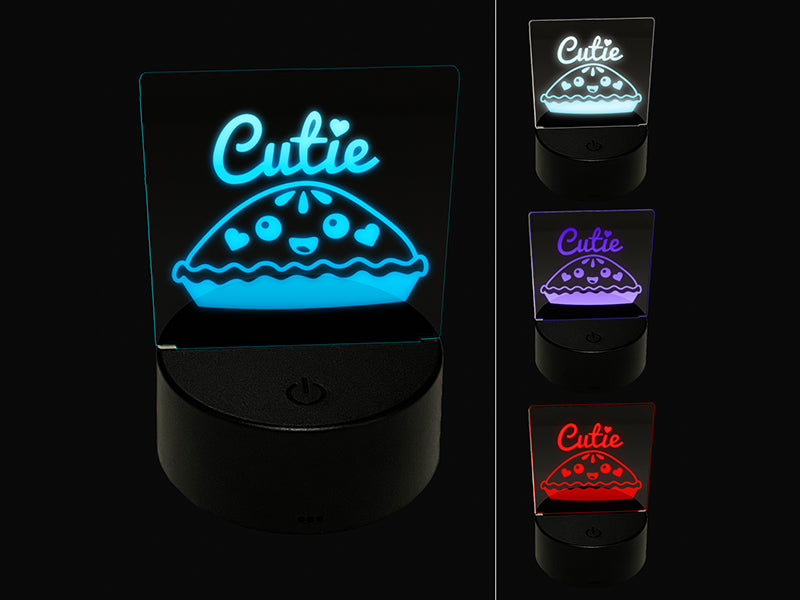 Cutie Pie 3D Illusion LED Night Light Sign Nightstand Desk Lamp