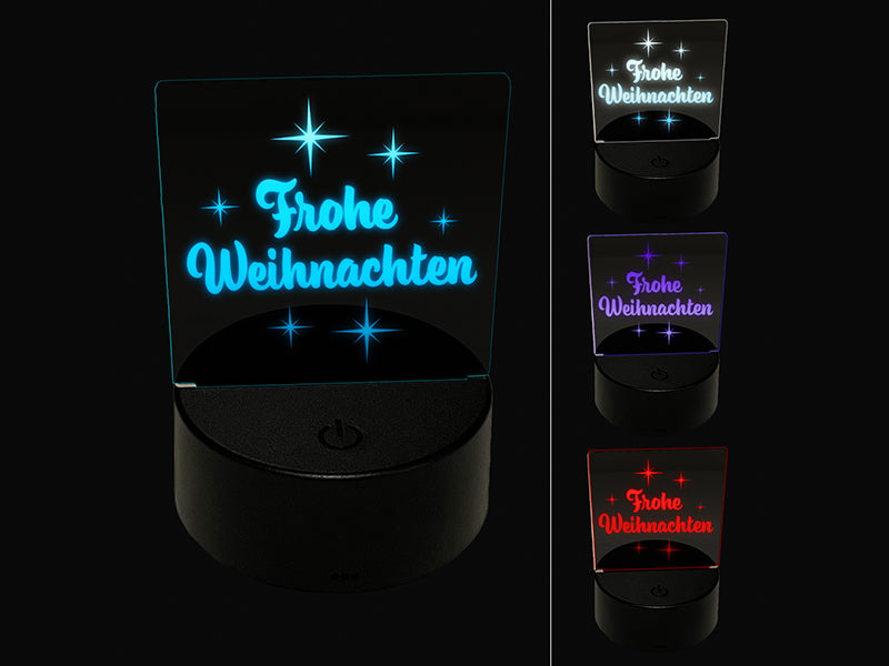 Frohe Weihnachten Merry Christmas German Starburst 3D Illusion LED Night Light Sign Nightstand Desk Lamp