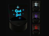 God Jul Norwegian Merry Christmas Starburst 3D Illusion LED Night Light Sign Nightstand Desk Lamp