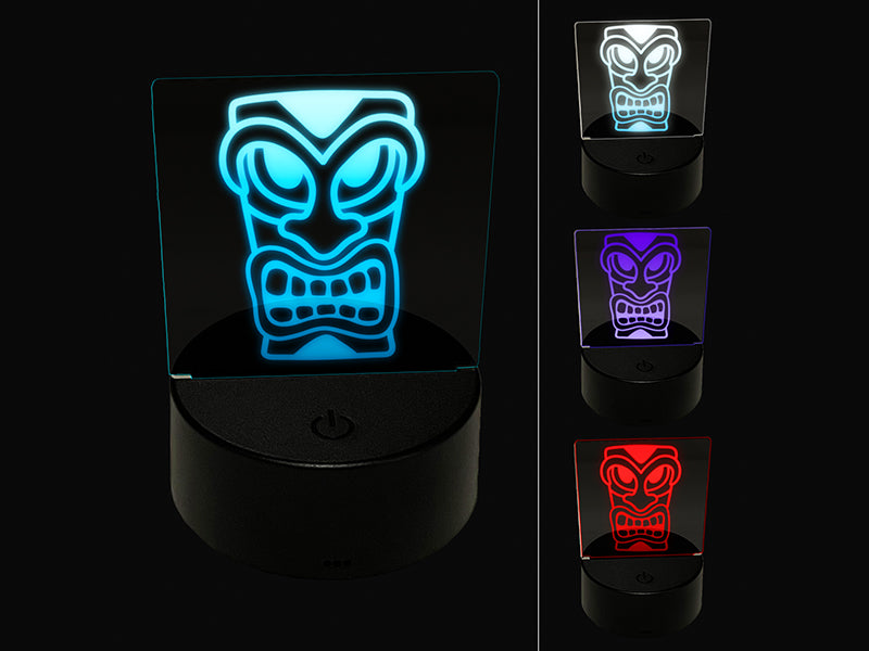 Hawaiian Tiki Head 3D Illusion LED Night Light Sign Nightstand Desk Lamp