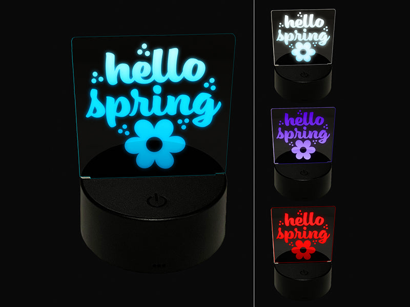 Hello Spring 3D Illusion LED Night Light Sign Nightstand Desk Lamp