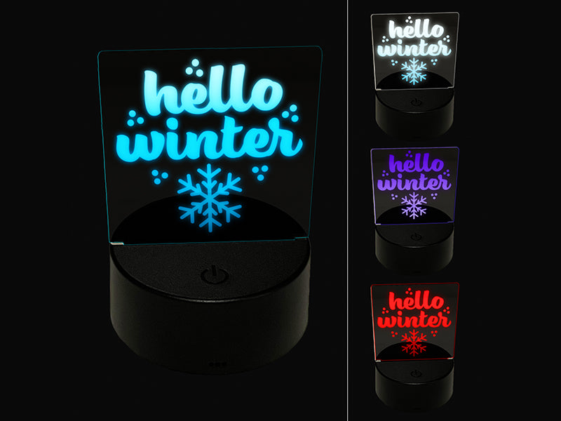 Hello Winter 3D Illusion LED Night Light Sign Nightstand Desk Lamp