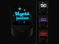 Hyvaa Joulua Merry Christmas Finnish Starburst 3D Illusion LED Night Light Sign Nightstand Desk Lamp