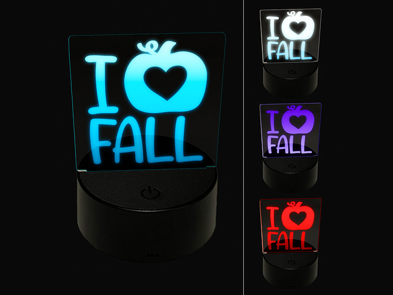 I Heart Love Pumpkin Fall 3D Illusion LED Night Light Sign Nightstand Desk Lamp