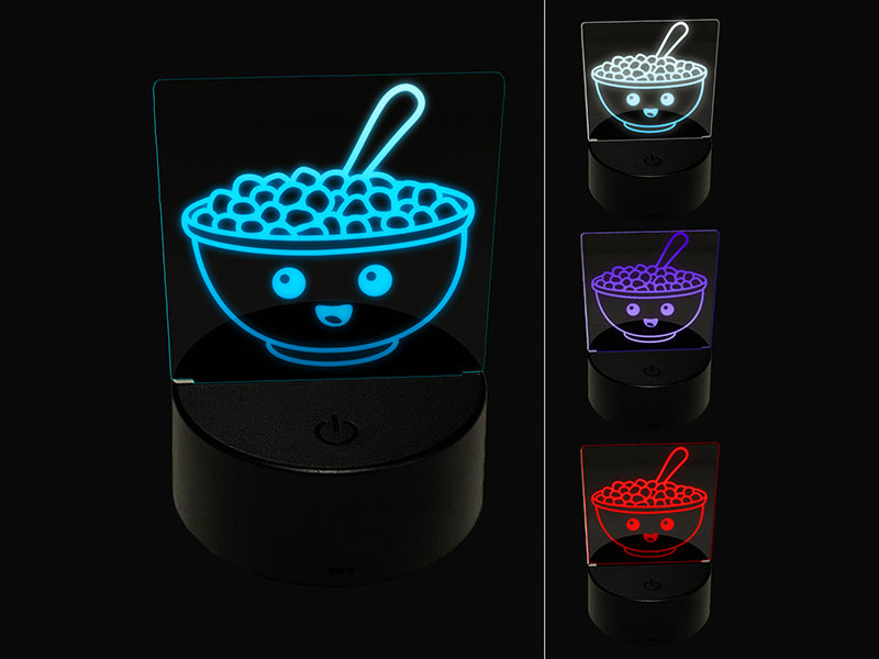 Kawaii Cute Bowl of Cereal 3D Illusion LED Night Light Sign Nightstand Desk Lamp