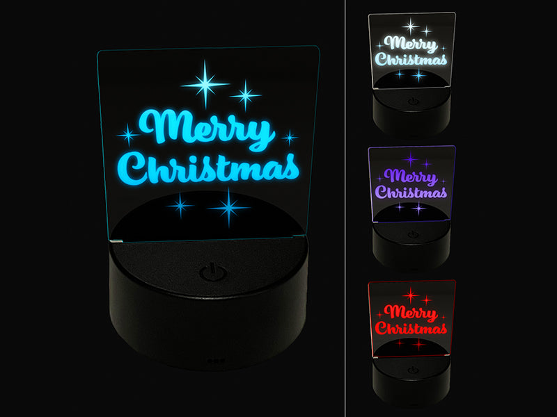 Merry Christmas Starburst 3D Illusion LED Night Light Sign Nightstand Desk Lamp