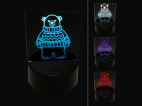 Polar Bear Wearing Sweater 3D Illusion LED Night Light Sign Nightstand Desk Lamp