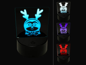 Sloth Reindeer Christmas 3D Illusion LED Night Light Sign Nightstand Desk Lamp