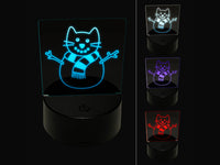 Snowman Cat Christmas 3D Illusion LED Night Light Sign Nightstand Desk Lamp