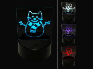 Snowman Cat Christmas 3D Illusion LED Night Light Sign Nightstand Desk Lamp