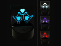 Sweet Kissing Birds Love 3D Illusion LED Night Light Sign Nightstand Desk Lamp