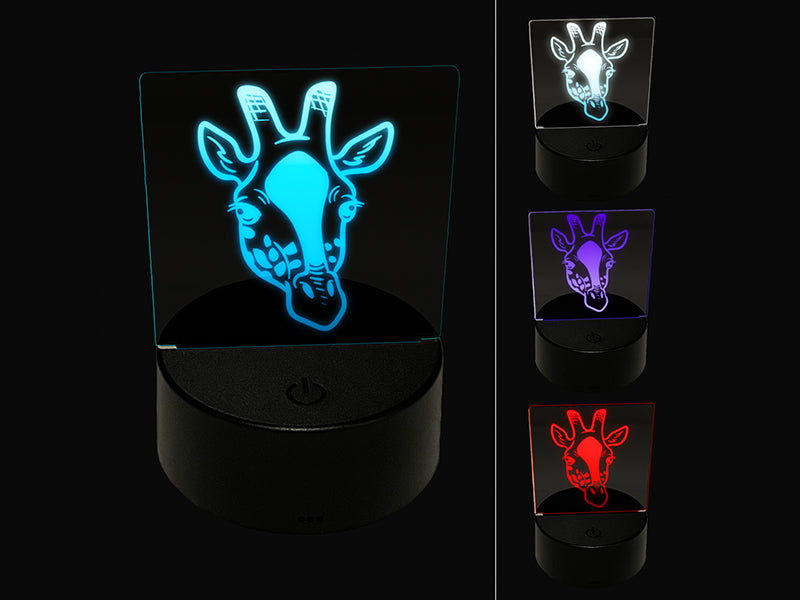 African Giraffe Head 3D Illusion LED Night Light Sign Nightstand Desk Lamp