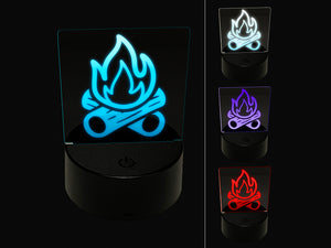 Campfire Cartoon 3D Illusion LED Night Light Sign Nightstand Desk Lamp