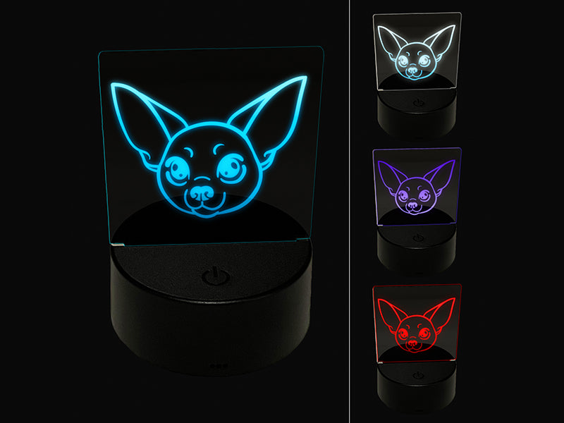 Chihuahua Dog Head 3D Illusion LED Night Light Sign Nightstand Desk Lamp