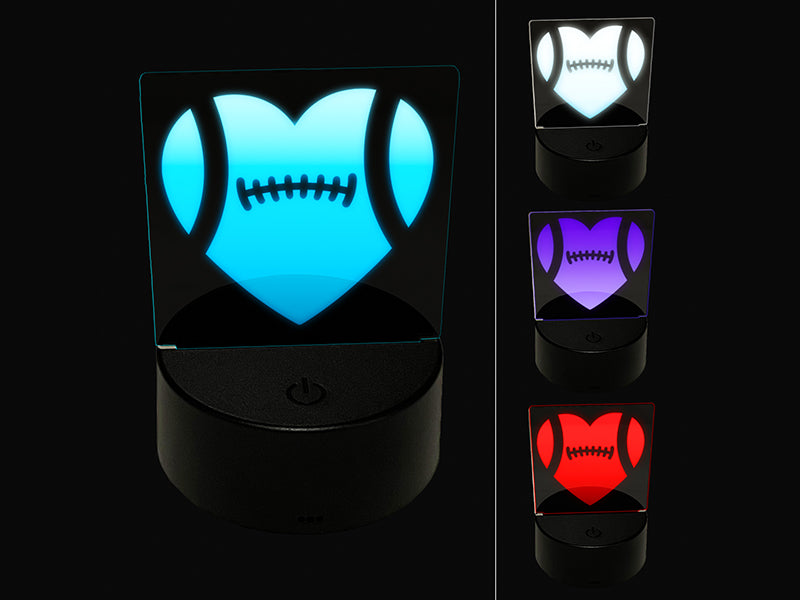 Heart Shaped Football Sports 3D Illusion LED Night Light Sign Nightstand Desk Lamp