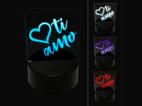 I Love You in Italian Ti Amo Heart 3D Illusion LED Night Light Sign Nightstand Desk Lamp