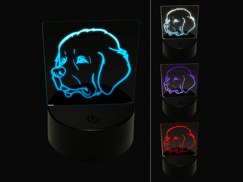 Newfoundland Dog Head 3D Illusion LED Night Light Sign Nightstand Desk Lamp