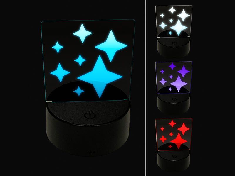 Twinkling Stars Glitter Shimmer 3D Illusion LED Night Light Sign Nightstand Desk Lamp