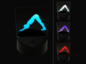 Yoga Downward Facing Dog Pose 3D Illusion LED Night Light Sign Nightstand Desk Lamp