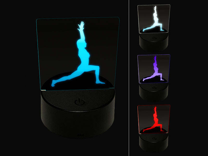 Yoga High Lunge Pose 3D Illusion LED Night Light Sign Nightstand Desk Lamp