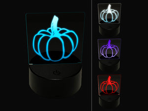 Hand Drawn Pumpkin Tall Stem Doodle Fall Thanksgiving Halloween 3D Illusion LED Night Light Sign Nightstand Desk Lamp