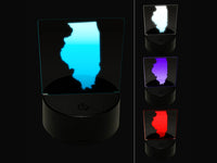 Illinois State Silhouette 3D Illusion LED Night Light Sign Nightstand Desk Lamp