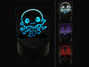 Kawaii Jellyfish 3D Illusion LED Night Light Sign Nightstand Desk Lamp