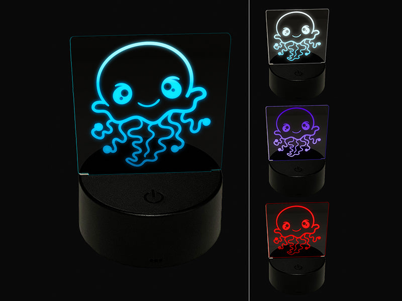 Kawaii Jellyfish 3D Illusion LED Night Light Sign Nightstand Desk Lamp