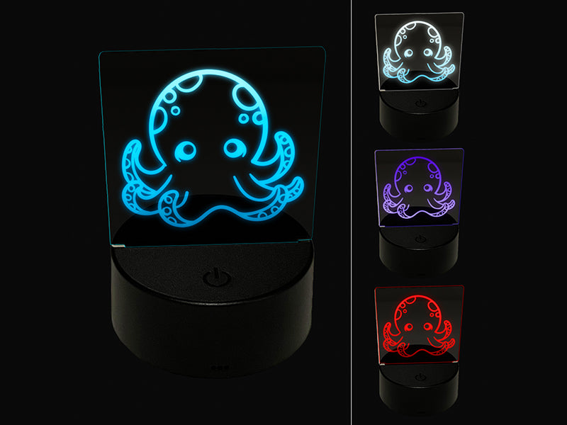 Kawaii Octopus 3D Illusion LED Night Light Sign Nightstand Desk Lamp