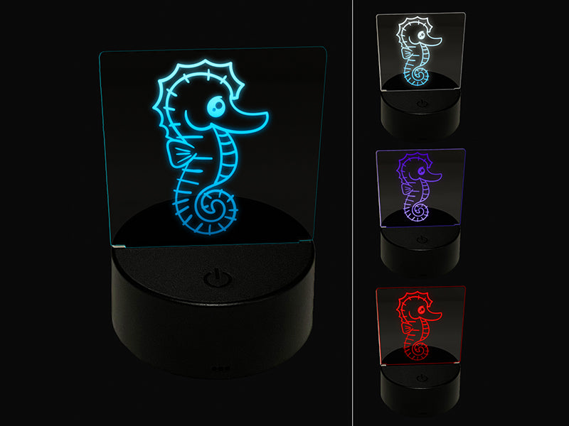 Kawaii Seahorse 3D Illusion LED Night Light Sign Nightstand Desk Lamp