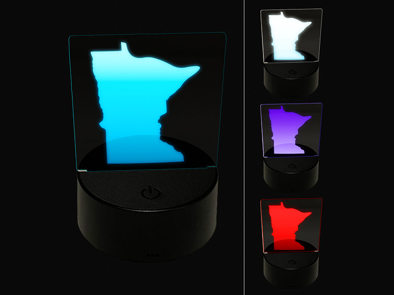 Minnesota State Silhouette 3D Illusion LED Night Light Sign Nightstand Desk Lamp