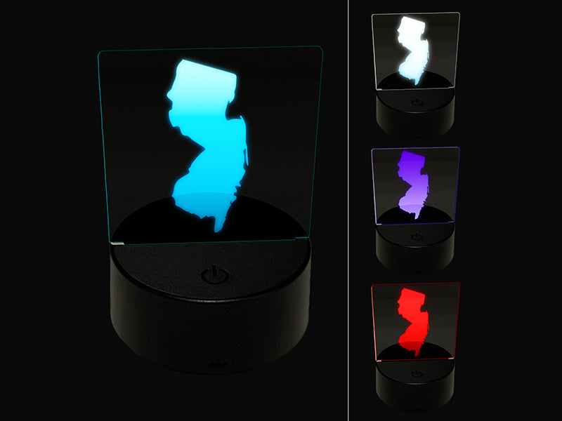 New Jersey State Silhouette 3D Illusion LED Night Light Sign Nightstand Desk Lamp