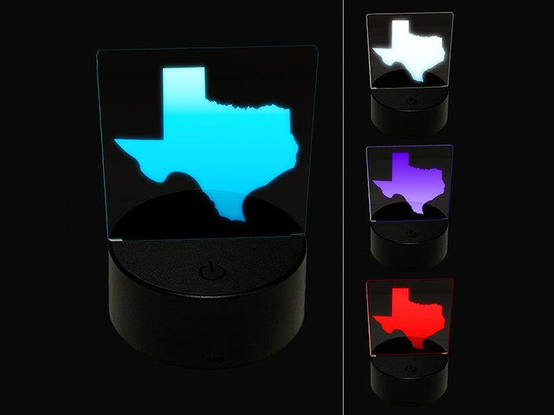 Texas State Silhouette 3D Illusion LED Night Light Sign Nightstand Desk Lamp