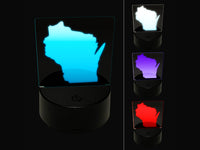 Wisconsin State Silhouette 3D Illusion LED Night Light Sign Nightstand Desk Lamp