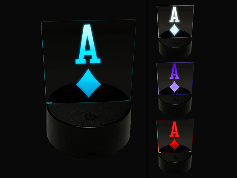 Ace of Diamonds Card Suit 3D Illusion LED Night Light Sign Nightstand Desk Lamp