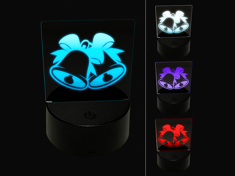 Bells with Bows for Christmas and Weddings 3D Illusion LED Night Light Sign Nightstand Desk Lamp
