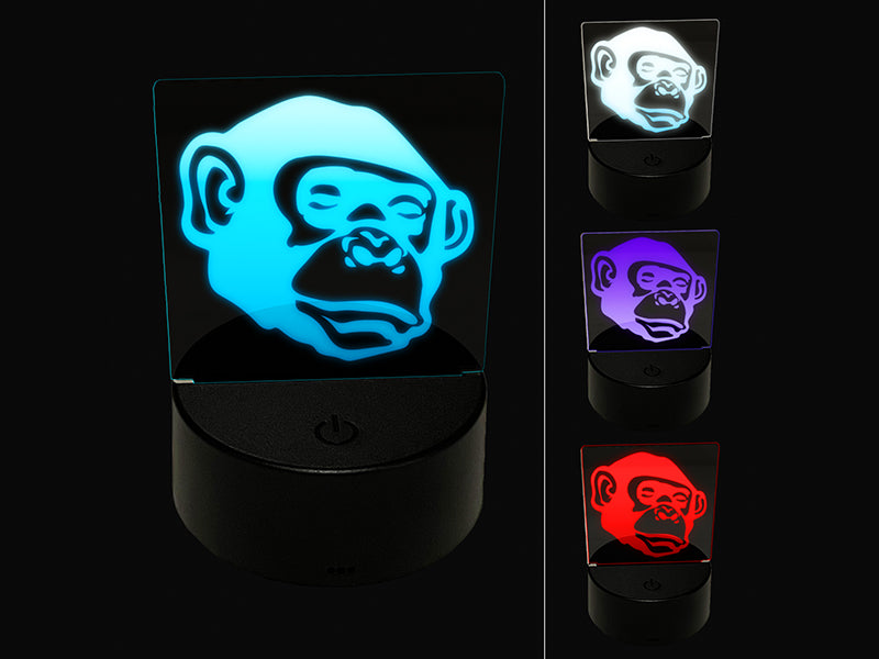 Bonobo Chimpanzee Ape Face 3D Illusion LED Night Light Sign Nightstand Desk Lamp