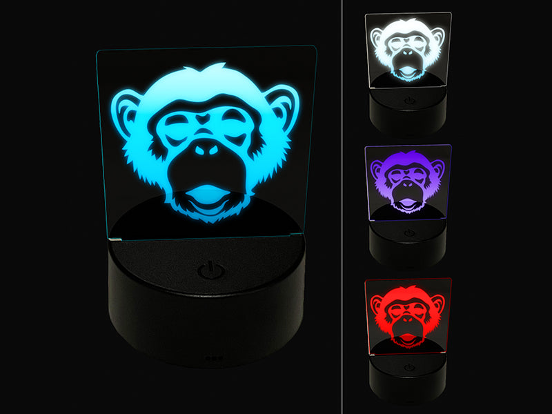 Chimpanzee Primate Ape 3D Illusion LED Night Light Sign Nightstand Desk Lamp