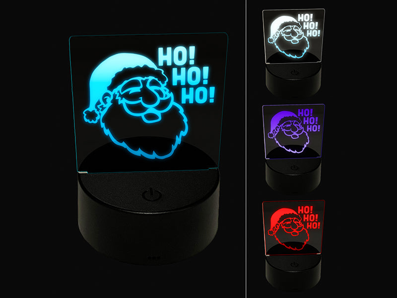 Christmas Santa Claus Saying Ho Ho Ho 3D Illusion LED Night Light Sign Nightstand Desk Lamp