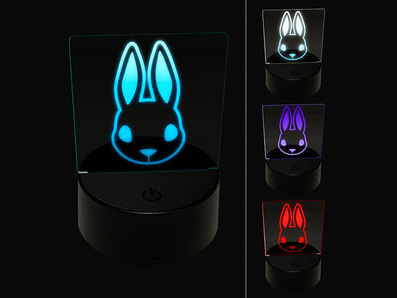 Cute Bunny Rabbit Head 3D Illusion LED Night Light Sign Nightstand Desk Lamp